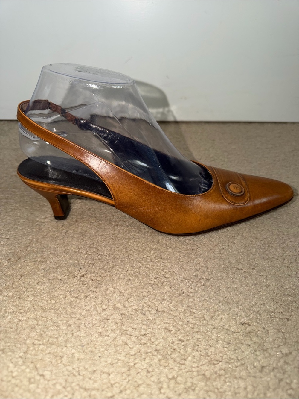 Vintage Paloma Pumps Womens 7.5 M Brown Leather Slingback Heels Made Italy